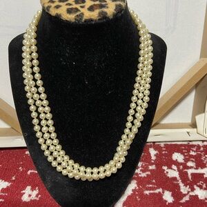 58 Inch Faux Pearl Necklace.